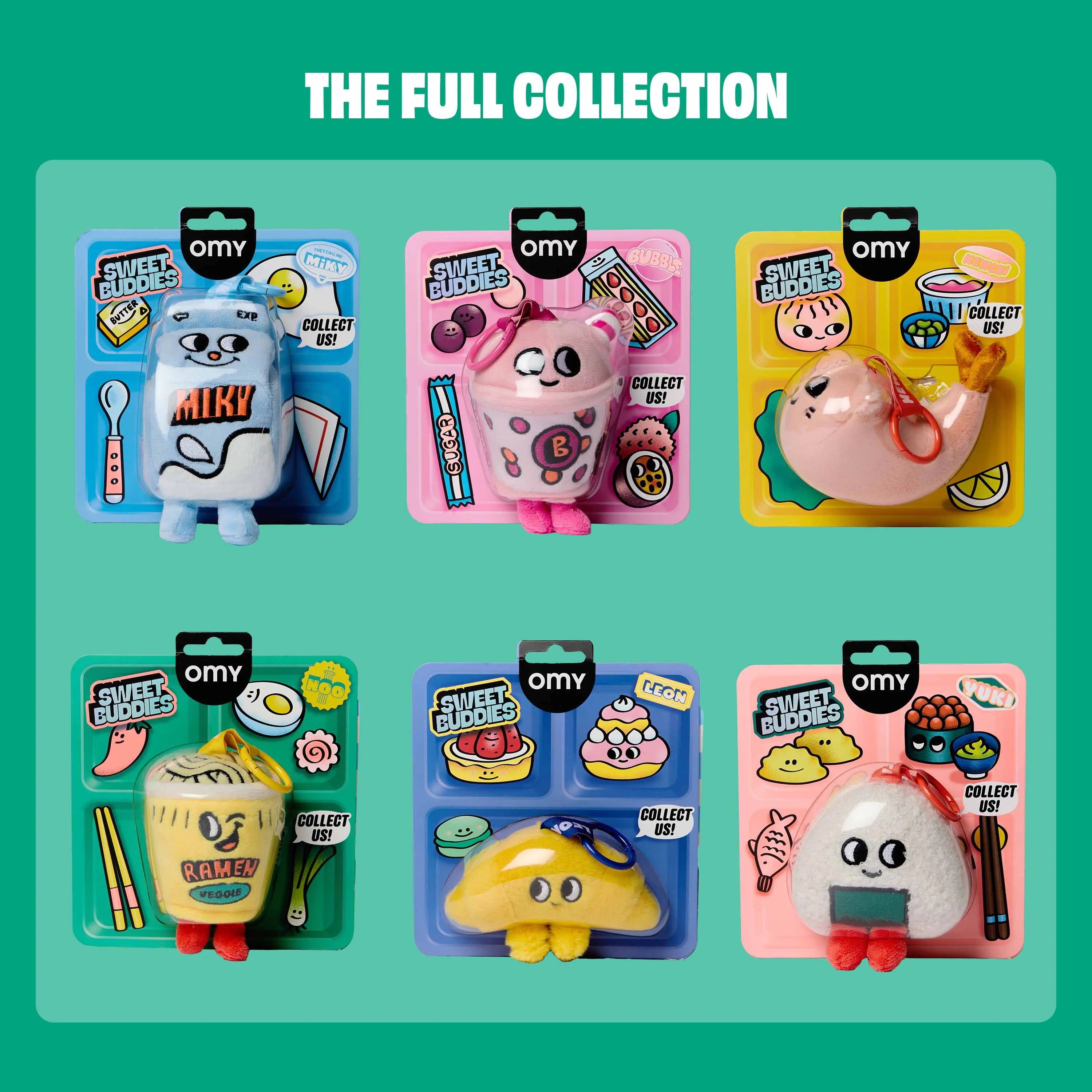 Collection complète des 6 mini peluches Sweet Buddies OMY