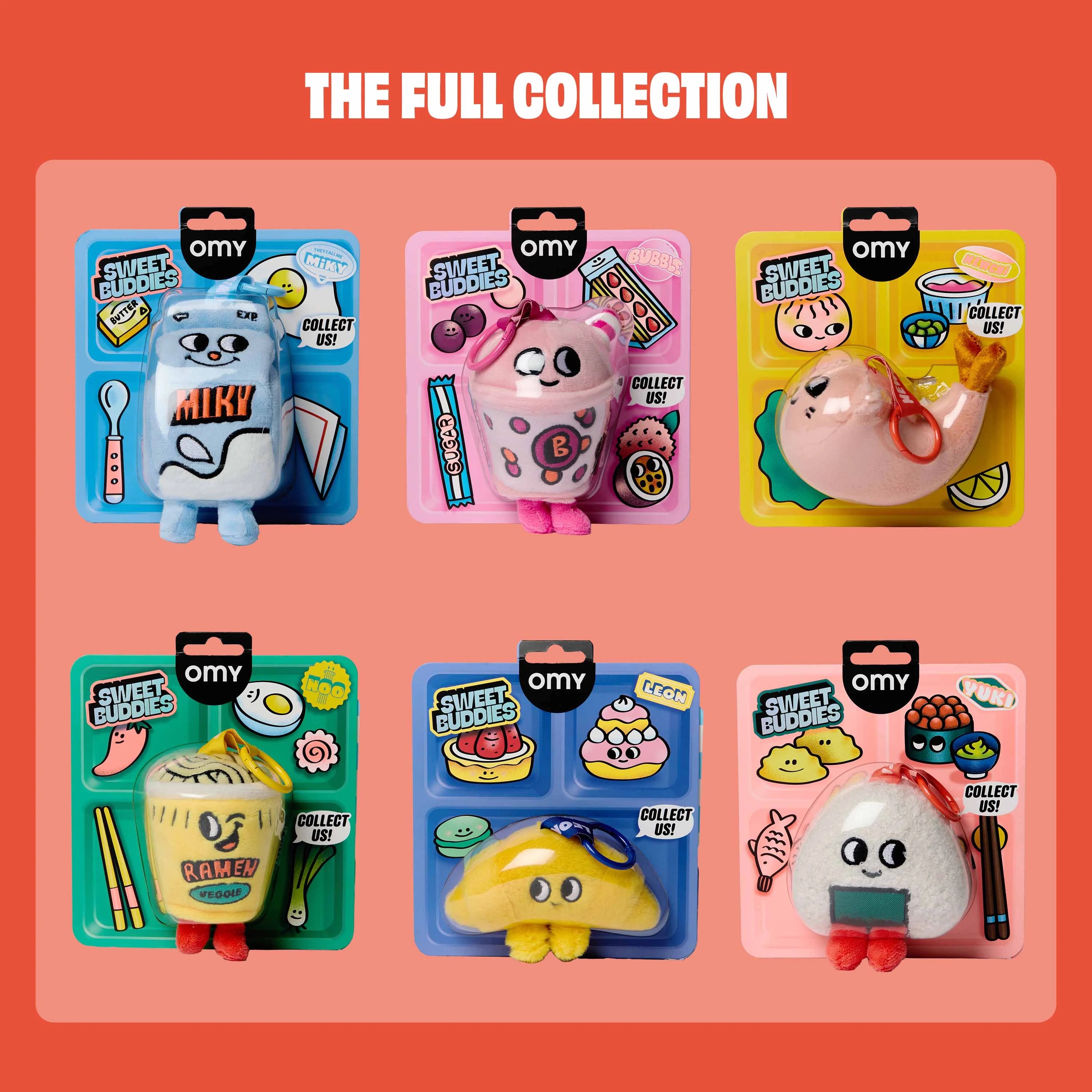 Komplette Sammlung der 6 Sweet Buddies Mini-Plüschtiere von OMY