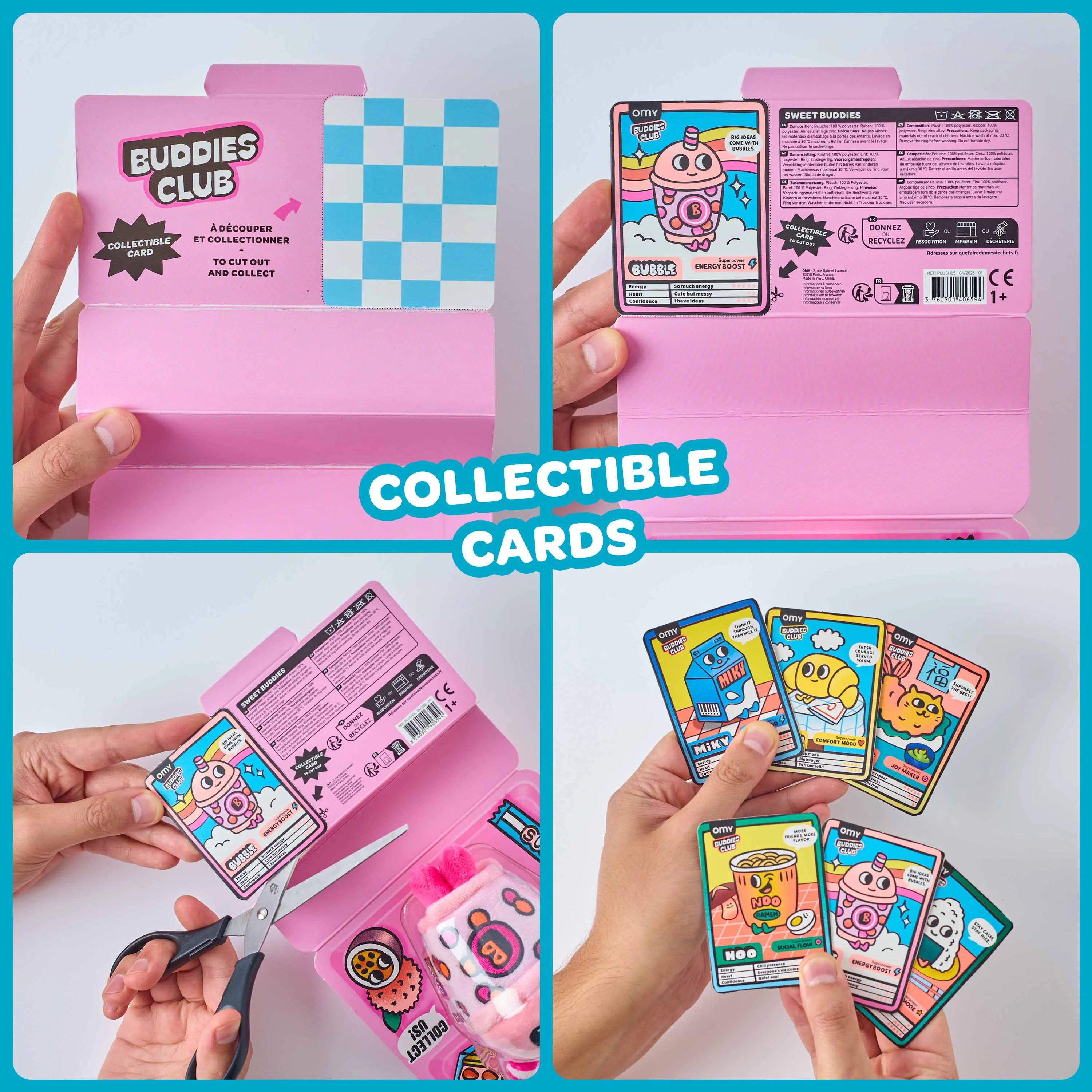 Mini peluche Bubble Sweet Buddies avec carte à collectionner
