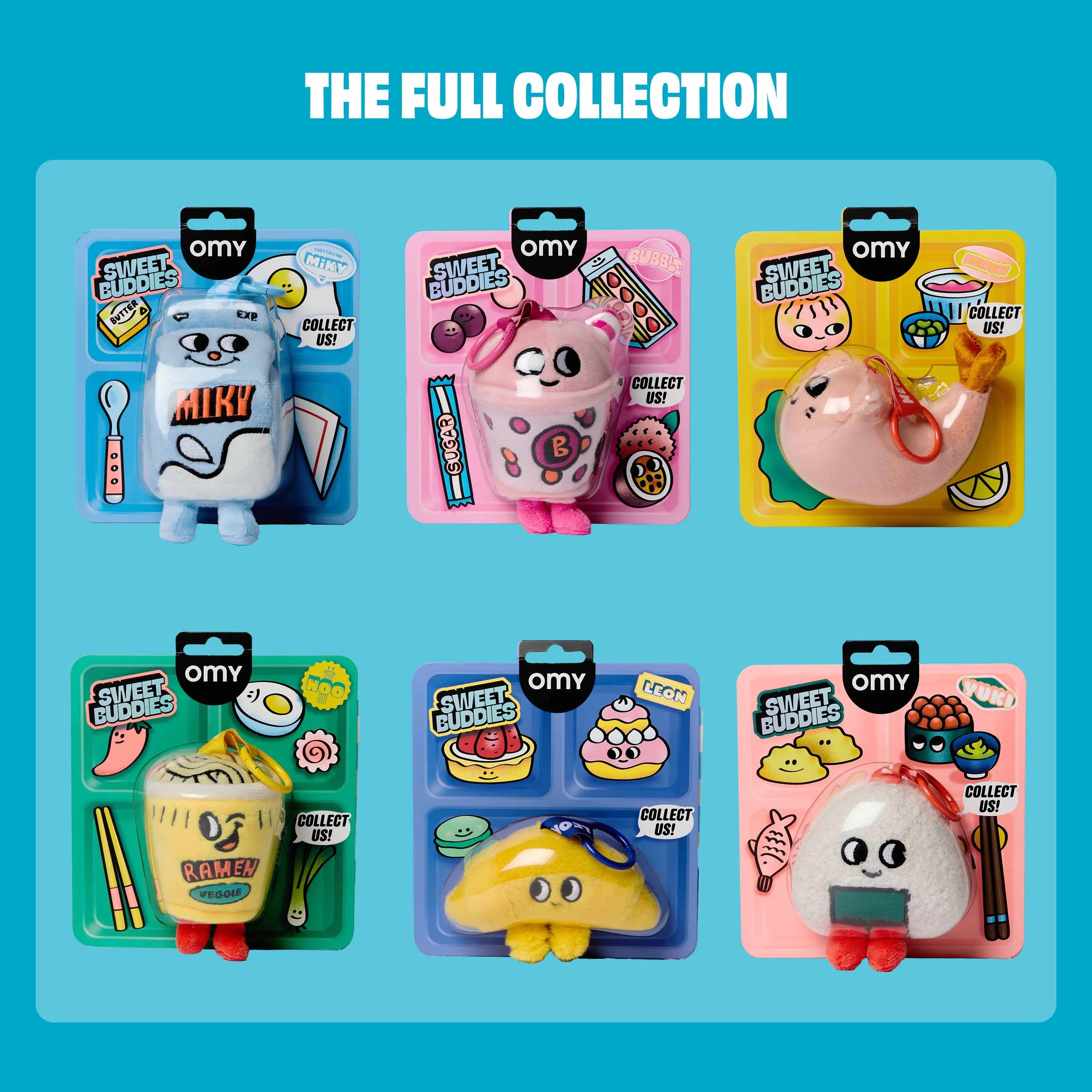 Collection complète des 6 mini peluches Sweet Buddies OMY
