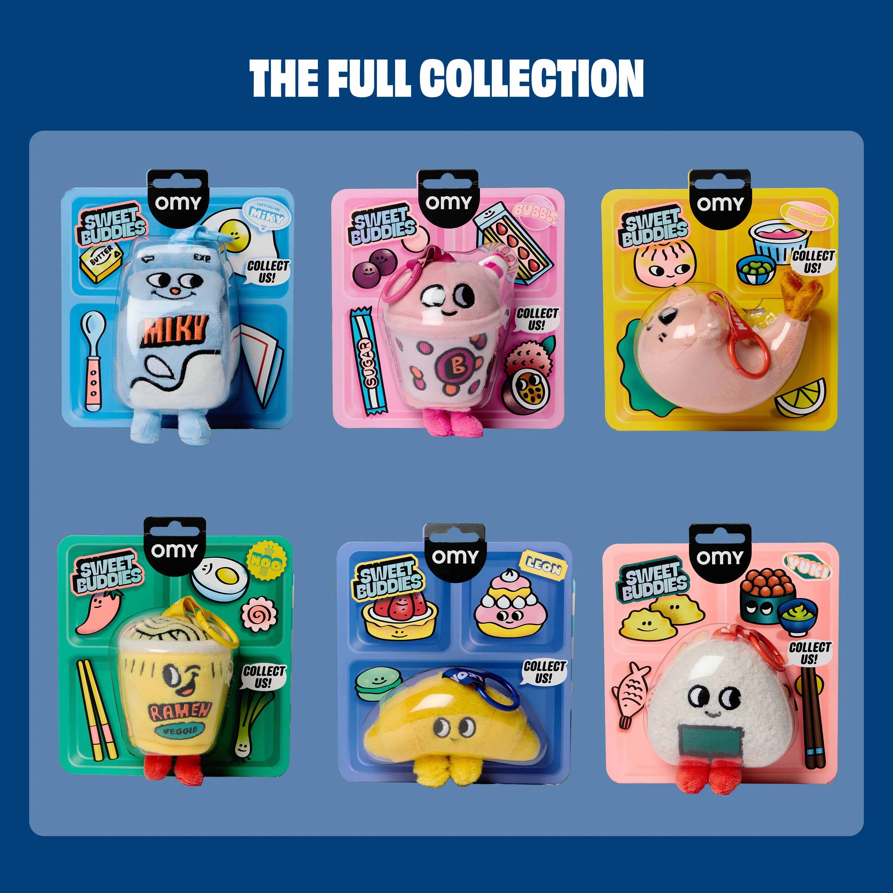 Collection complète des 6 mini peluches Sweet Buddies OMY