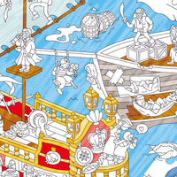 Barcos piratas en plena batalla – extracto coloreado del póster gigante OMY Pirates para niños