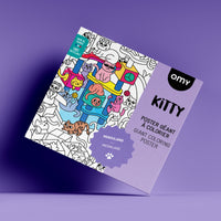 Boîte du poster géant à colorier OMY "Kitty" sur fond violet