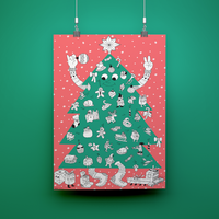 Hanging giant OMY Christmas tree poster – Wall decoration to color for Christmas