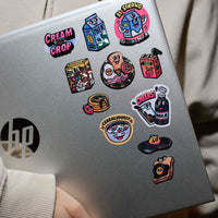 Stickers Milk OMY holographiques collés sur ordinateur portable, briques de lait, céréales et petit-déjeuner