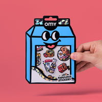 Détails stickers Milk OMY holographiques, céréales, pancakes, lait et jus de fruits
