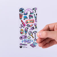 Fabulous Stickers Make Up OMY – planche de stickers vinyle holographiques et fluorescents sur le thème du maquillage