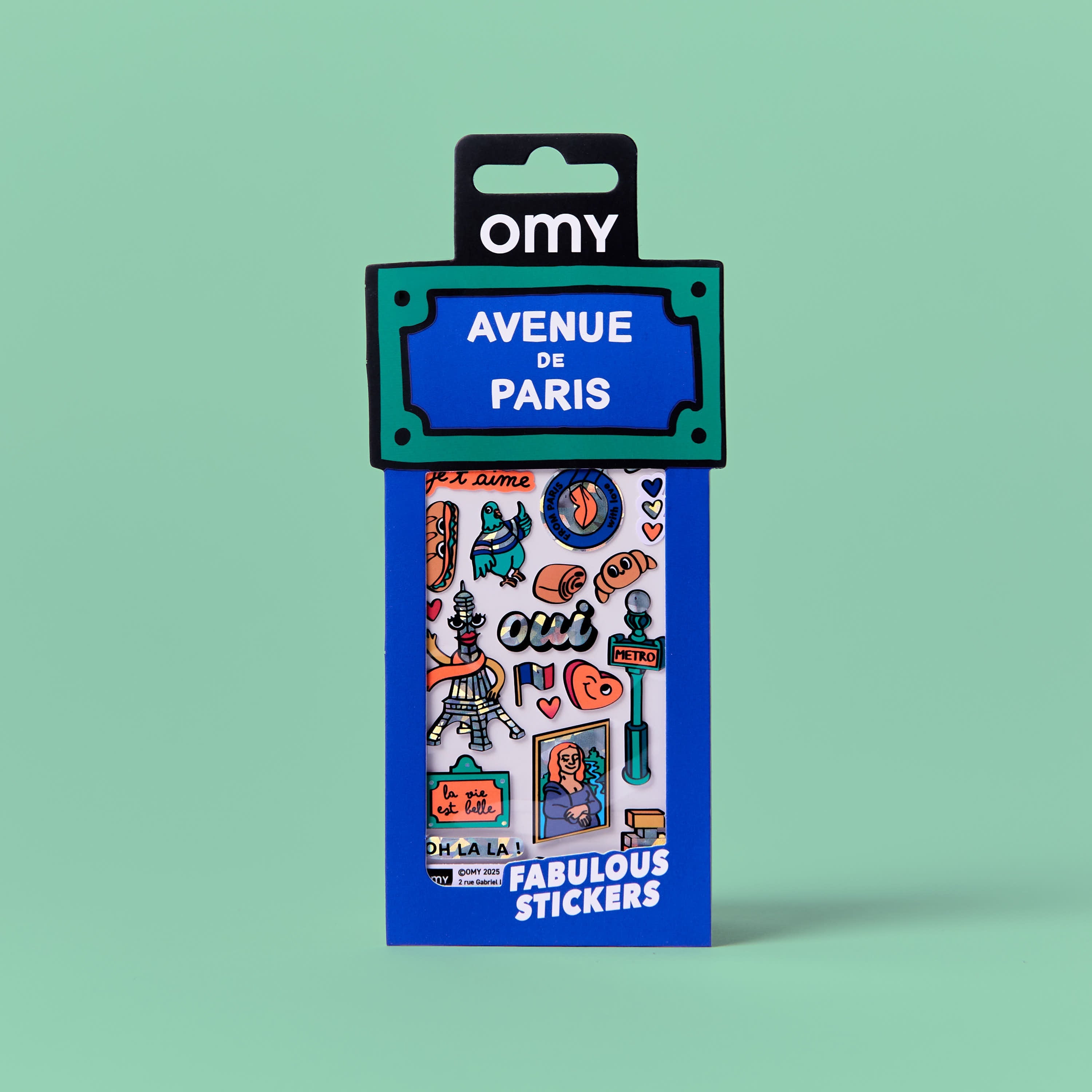 Fabulous Stickers Paris OMY, sticker sheet of holographic and fluorescent stickers inspired by Paris