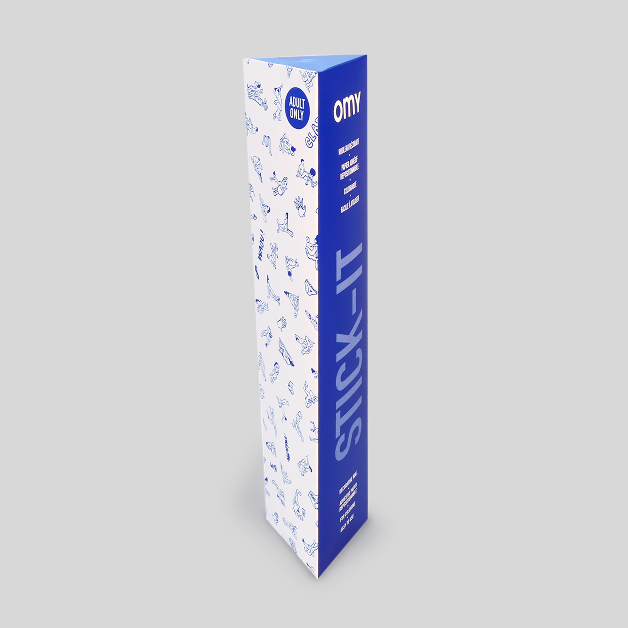 Packaging rouleau papier adhésif adulte Kamasutra 69 OMY Stick-It, vinyle décoratif repositionnable pour meubles, murs et objets