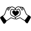 Hands forming a heart icon, made in France
