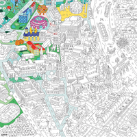 Detalles del póster Bordeaux para colorear: arquitectura, escenas callejeras y ambiente local.