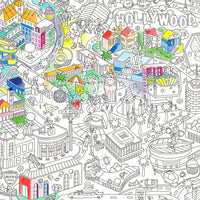 Poster gigante OMY Los Angeles com zonas coloridas – atividades lúdicas para crianças.