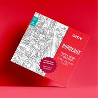 Funda del póster gigante para colorear Bordeaux de OMY – plano de la ciudad para colorear para niños y adultos.