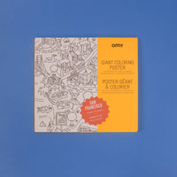 San Francisco giant coloring poster sleeve – blue background with a map excerpt.