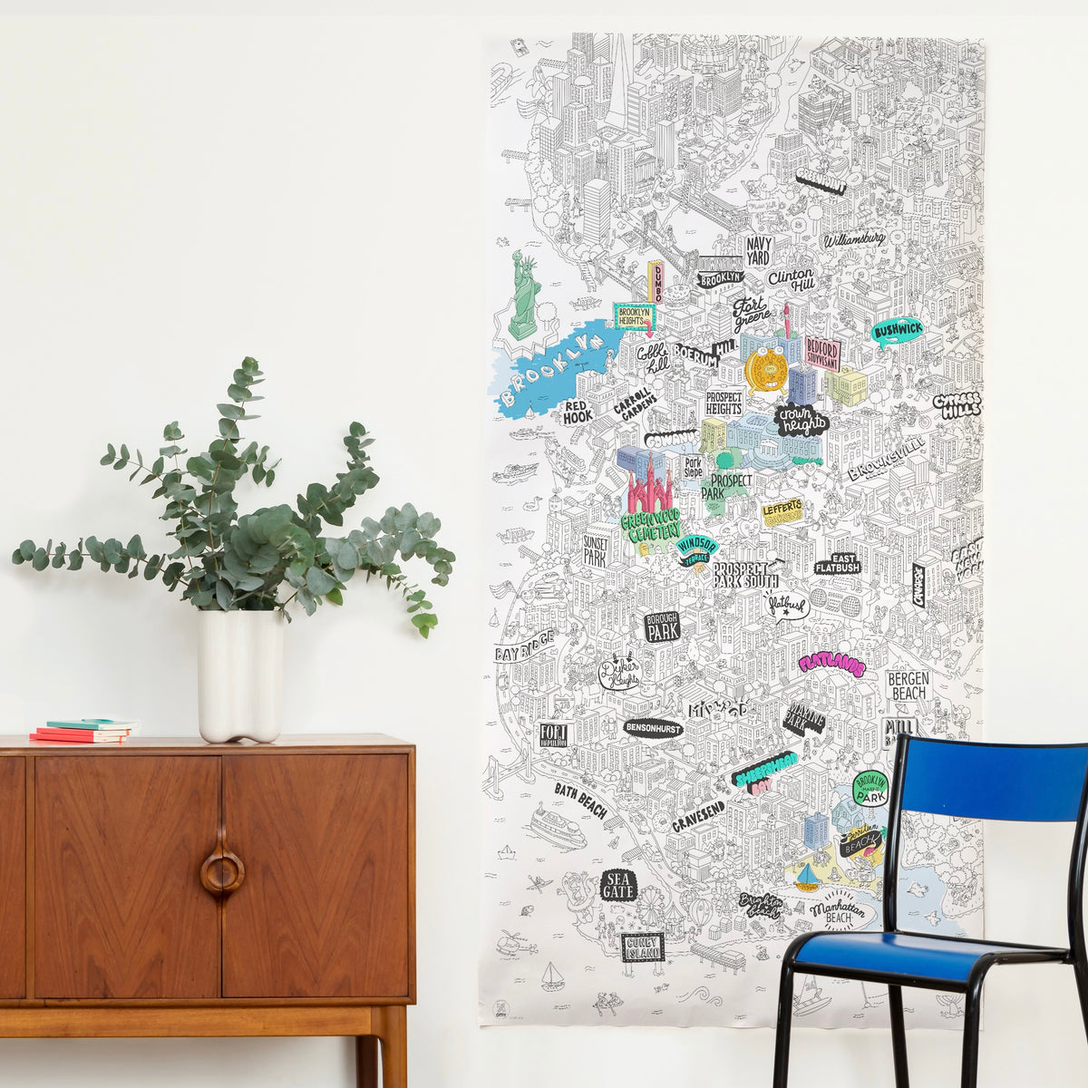 OMY Los Angeles Giant Coloring Poster - 3x6 Ft, Detailed Scenes, For Kids & Adults