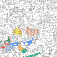 Détail en noir et blanc du poster Paris à colorier avec monuments historiques