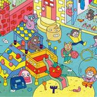 Vollständig ausgemaltes Poster „Kids Life“ von OMY, Gesamtansicht der kindlichen, bunten Details