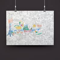 Poster Paris géant suspendu à colorier avec monuments emblématiques