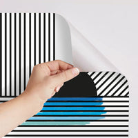Nahaufnahme des wiederablösbaren OMY Stick-it GRAPHIC Klebepapiers in Schwarz-Weiß mit optischem Illusionseffekt.